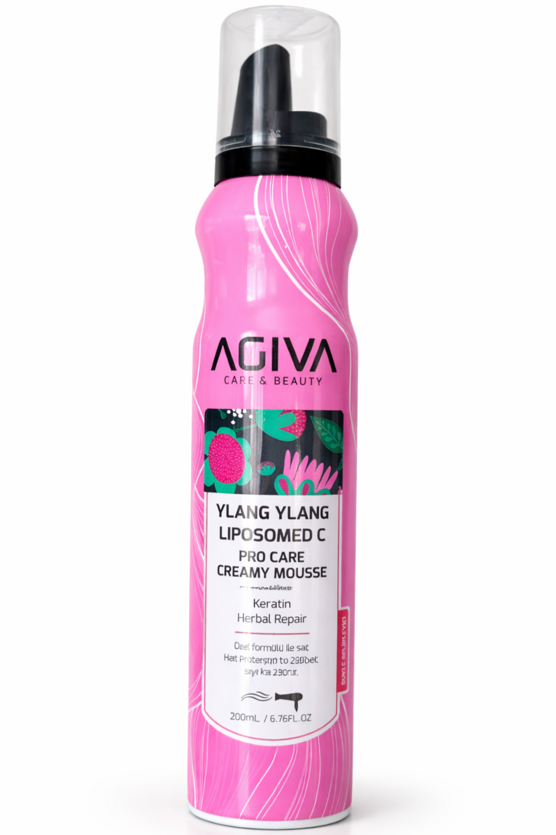 AGIVA Pro Care Creamy Mousse matu putas ar ylang ylang, liposomālo C vitamīnu un keratīnu, 200 ml