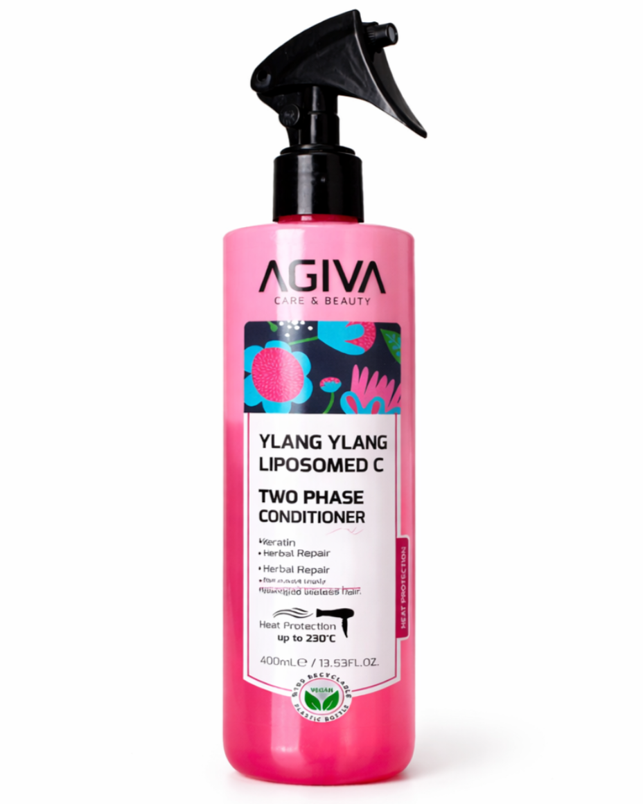 AGIVA Ylang Ylang divfāžu kondicionieris – mitrināšanai, aizsardzībai un vieglai ķemmēšanai