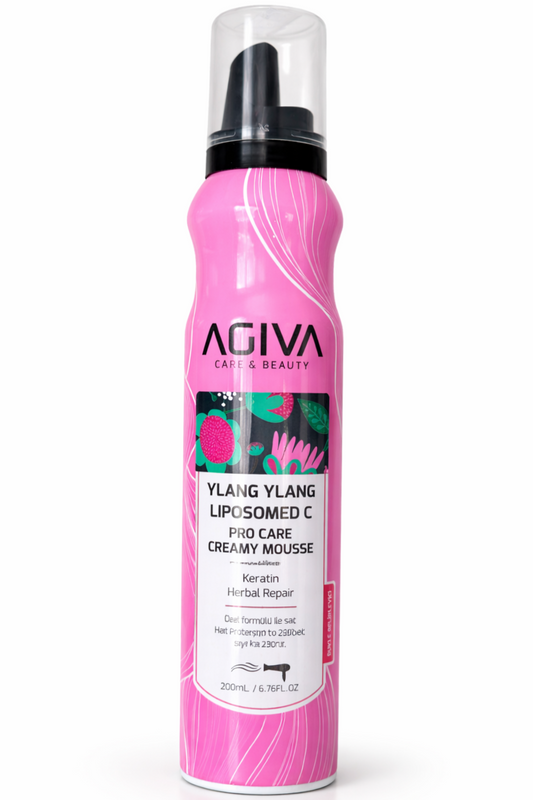 AGIVA Pro Care Creamy Mousse matu putas ar ylang ylang, liposomālo C vitamīnu un keratīnu, 200 ml